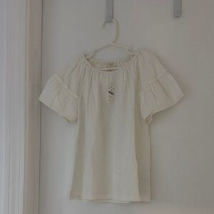 White Ruffled Sleeve Blouse